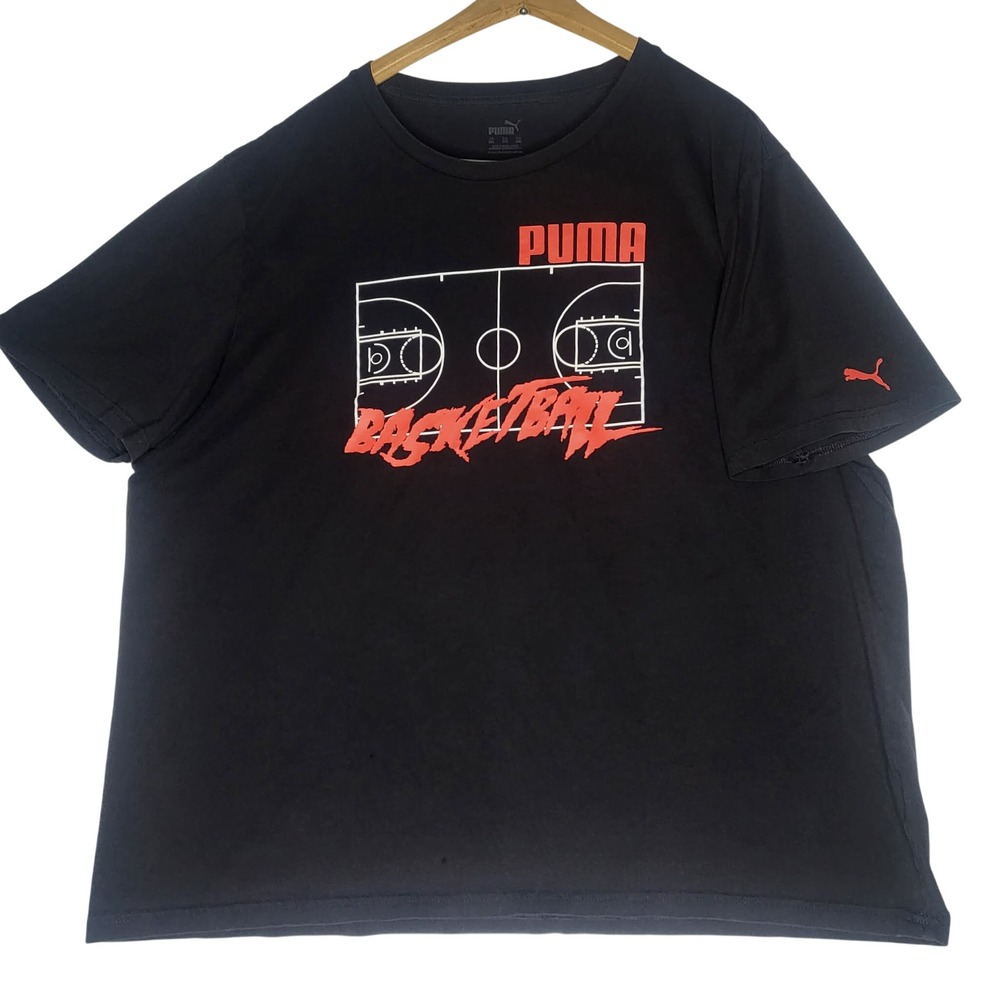 Puma Basketball Graphic T-Shirt Mens XXL‎ Black Red Court Tee (see details)